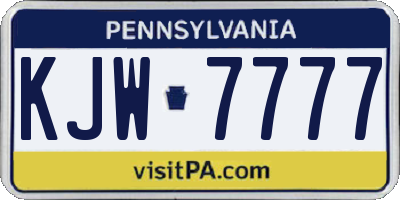 PA license plate KJW7777