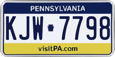 PA license plate KJW7798