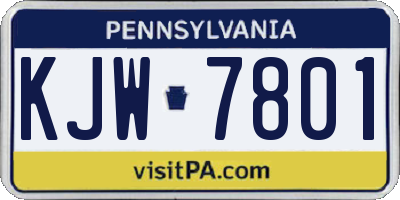 PA license plate KJW7801