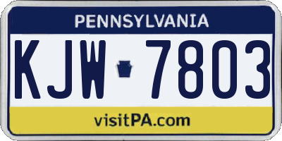 PA license plate KJW7803