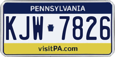PA license plate KJW7826