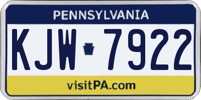PA license plate KJW7922