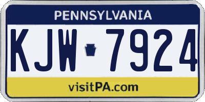 PA license plate KJW7924