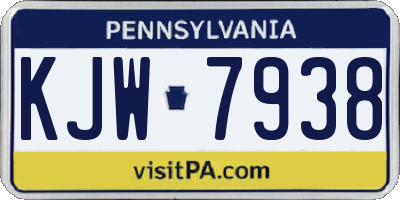 PA license plate KJW7938