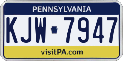 PA license plate KJW7947