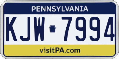 PA license plate KJW7994