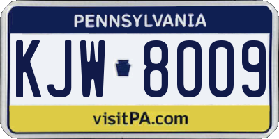 PA license plate KJW8009