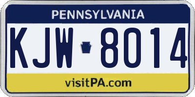 PA license plate KJW8014