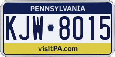 PA license plate KJW8015