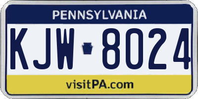 PA license plate KJW8024