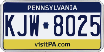 PA license plate KJW8025