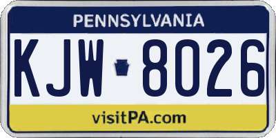 PA license plate KJW8026