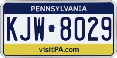 PA license plate KJW8029
