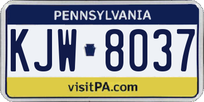 PA license plate KJW8037