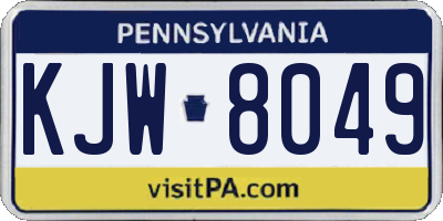 PA license plate KJW8049