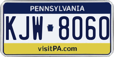 PA license plate KJW8060