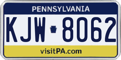 PA license plate KJW8062