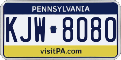 PA license plate KJW8080