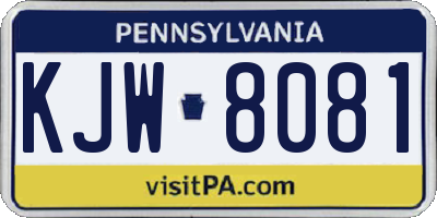 PA license plate KJW8081
