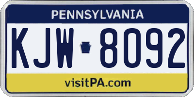 PA license plate KJW8092
