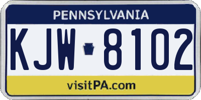 PA license plate KJW8102