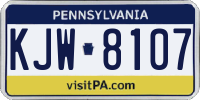 PA license plate KJW8107