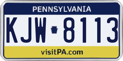 PA license plate KJW8113