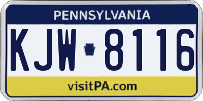 PA license plate KJW8116
