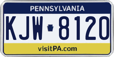 PA license plate KJW8120