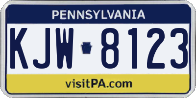 PA license plate KJW8123
