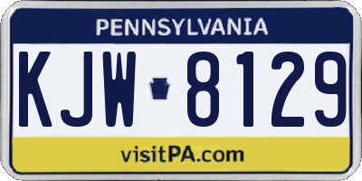 PA license plate KJW8129
