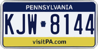 PA license plate KJW8144