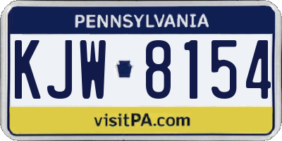 PA license plate KJW8154