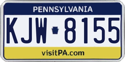 PA license plate KJW8155