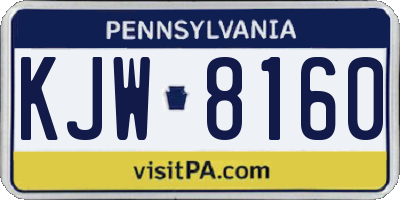 PA license plate KJW8160