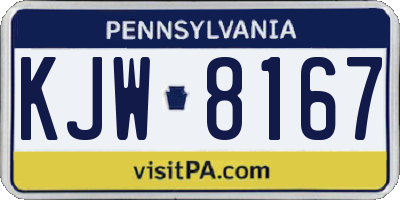 PA license plate KJW8167
