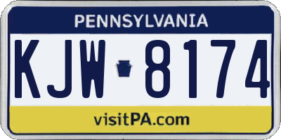 PA license plate KJW8174