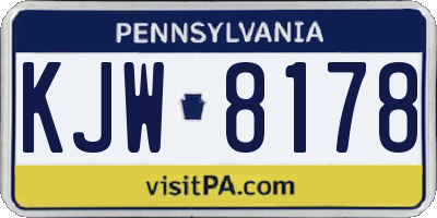 PA license plate KJW8178