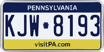 PA license plate KJW8193