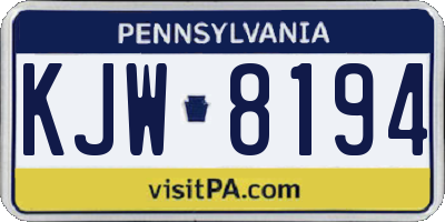 PA license plate KJW8194