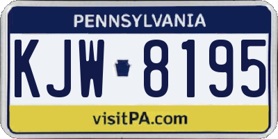 PA license plate KJW8195