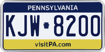 PA license plate KJW8200