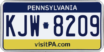 PA license plate KJW8209