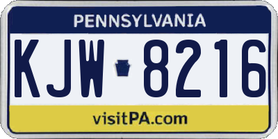 PA license plate KJW8216