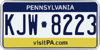 PA license plate KJW8223
