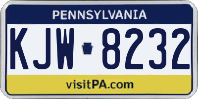 PA license plate KJW8232