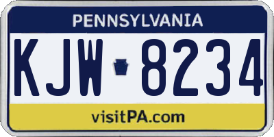 PA license plate KJW8234