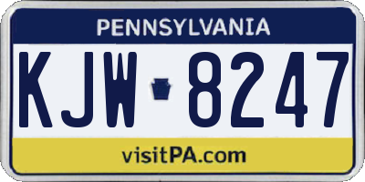 PA license plate KJW8247