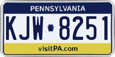 PA license plate KJW8251