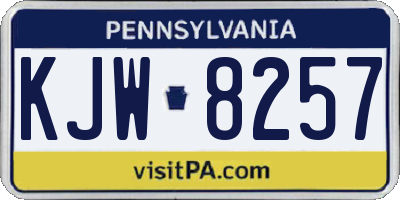 PA license plate KJW8257